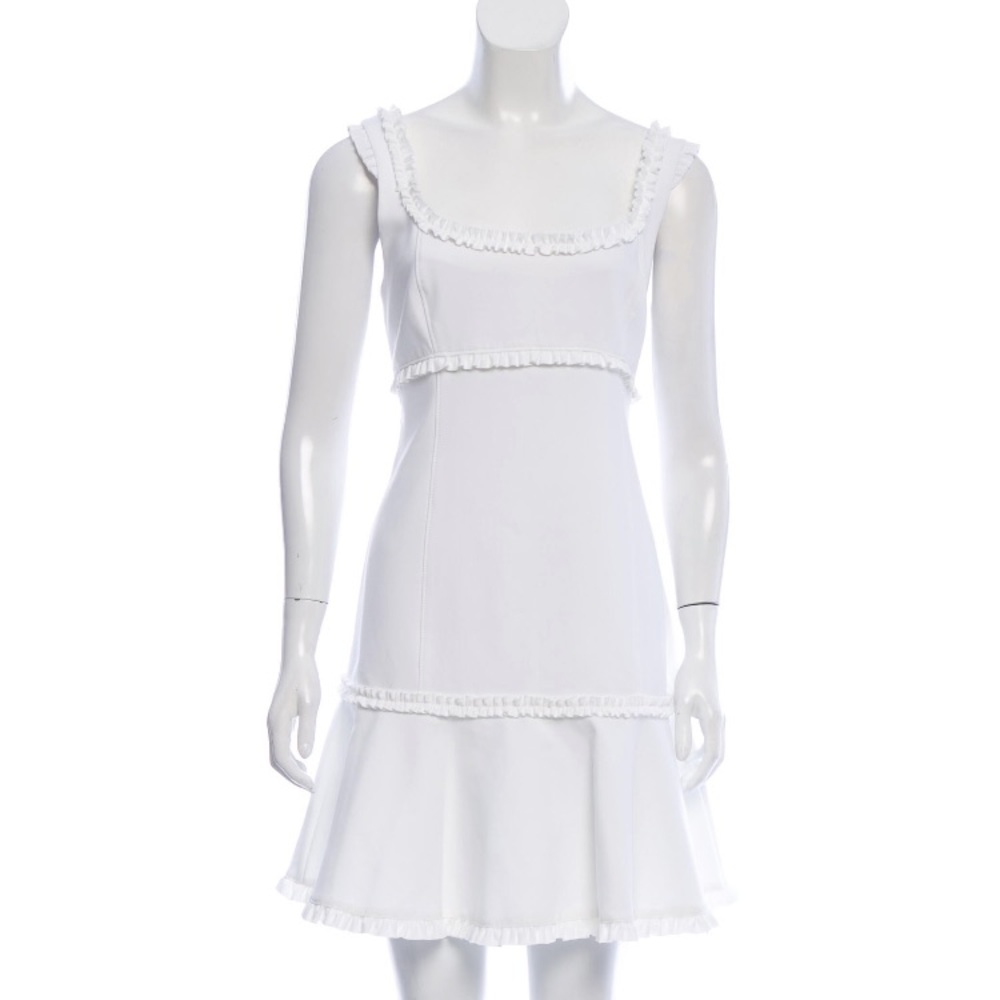 Cinq à Sept square neckline mini dress with ruffle